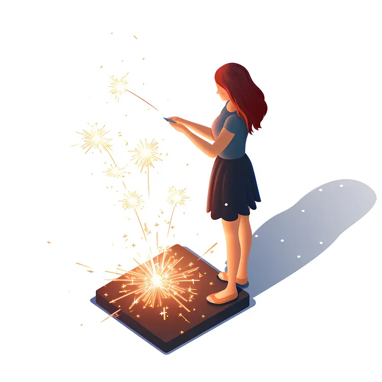 Girl Holding Sparkler on Platform