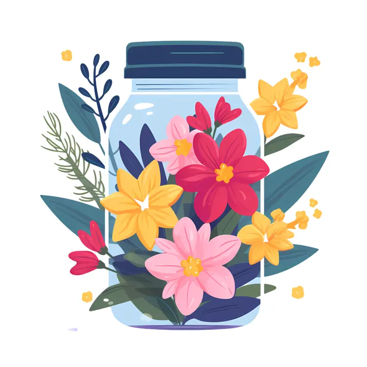 Vibrant Flowers in a Glass Jar