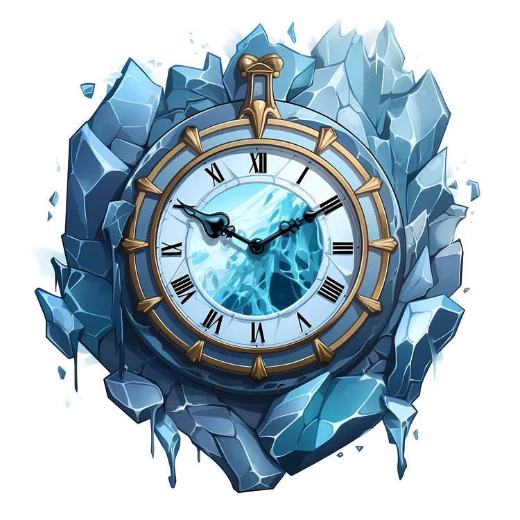 Ice Clock with Cracked Design