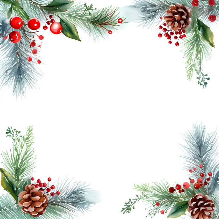Pinecones and Holly Frame