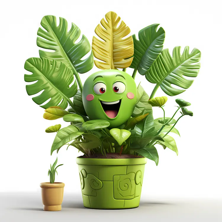 Happy Cartoon Plant in a Pot