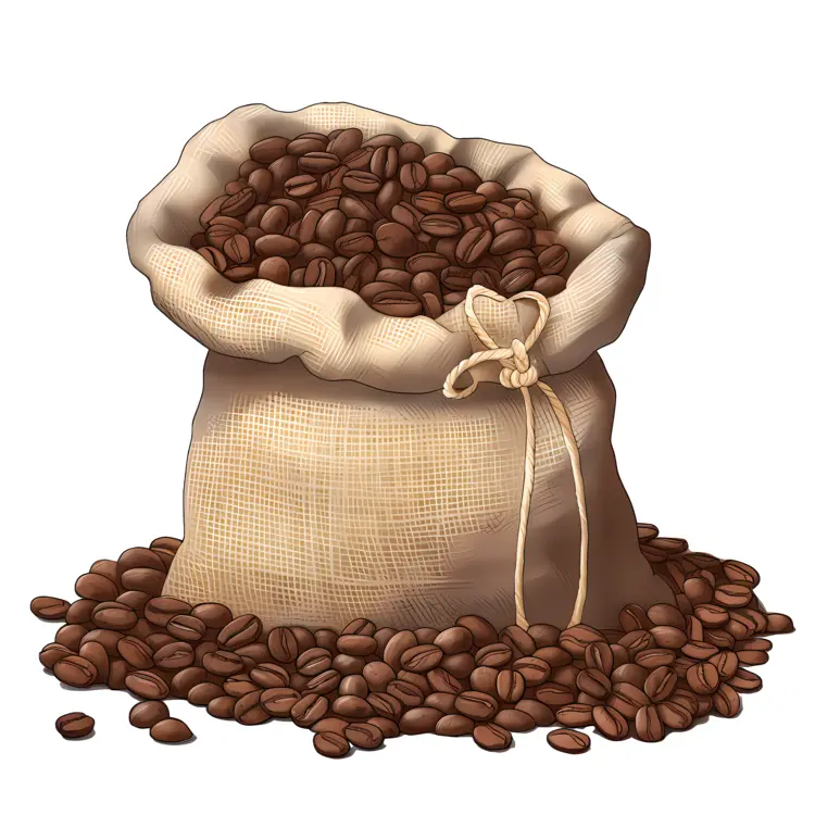 Burlap Bag Filled with Coffee Beans