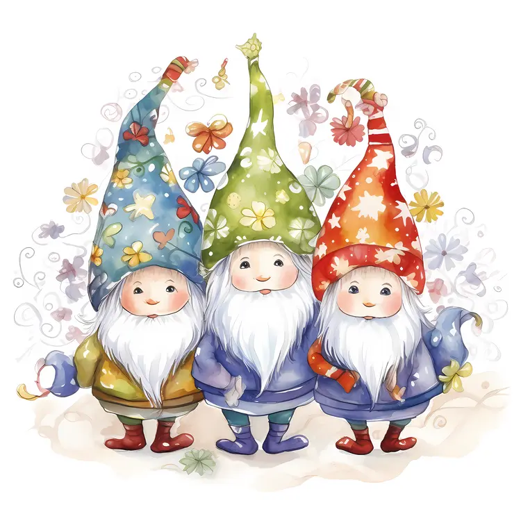 Three Gnomes with Flowers