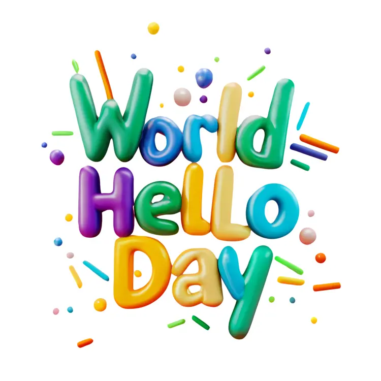 Colorful World Hello Day Text