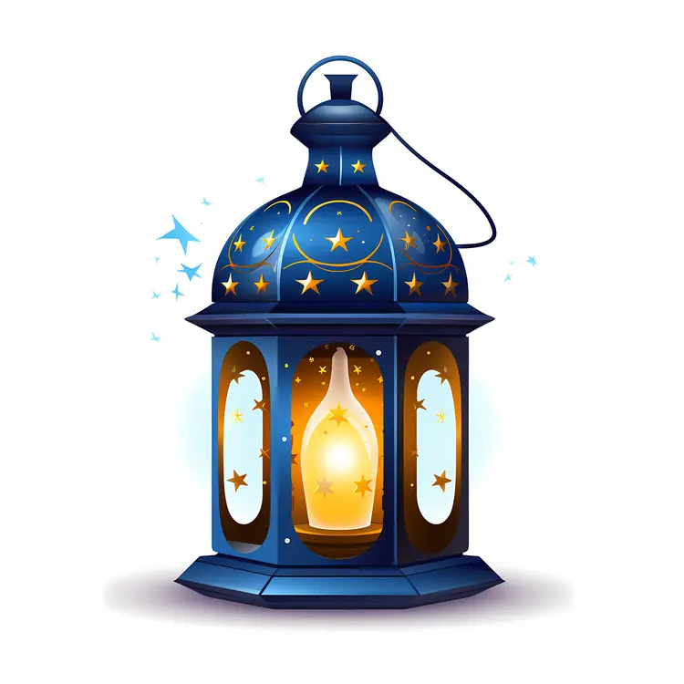 Blue Lantern with Stars and Light