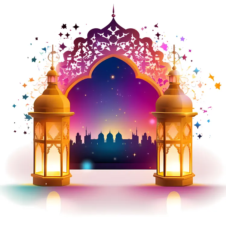 Golden Lanterns with Starry Arch