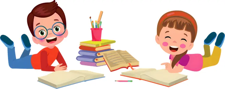 Two Children Reading Books