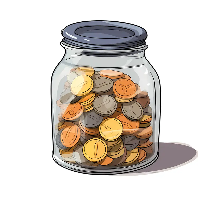 Jar of Coins for Savings