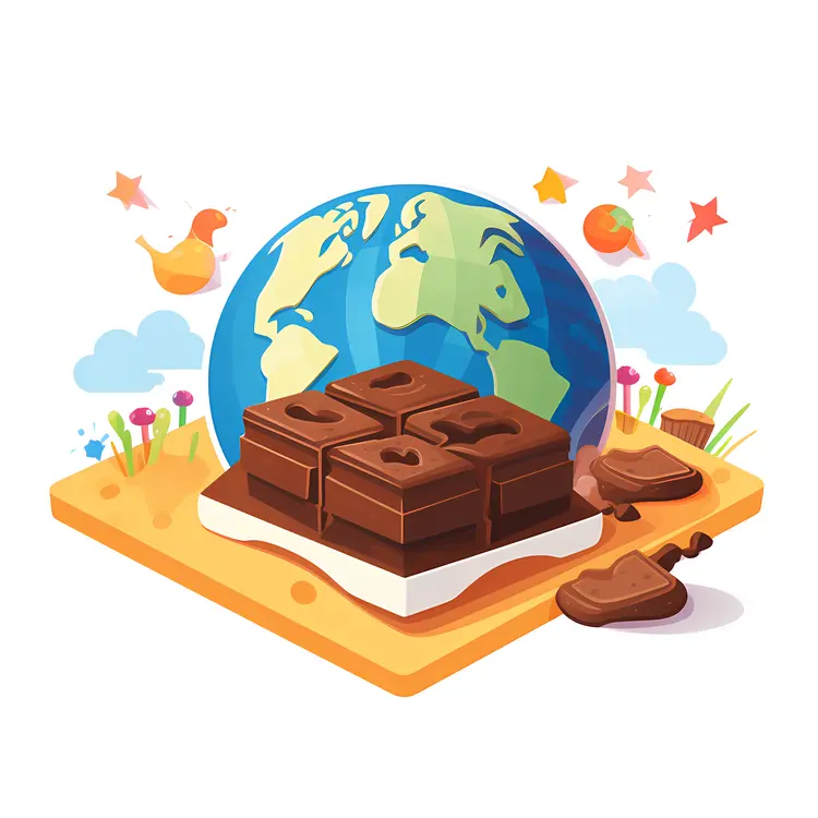 Chocolate Bar with Earth Illustration for World Chocolate Day