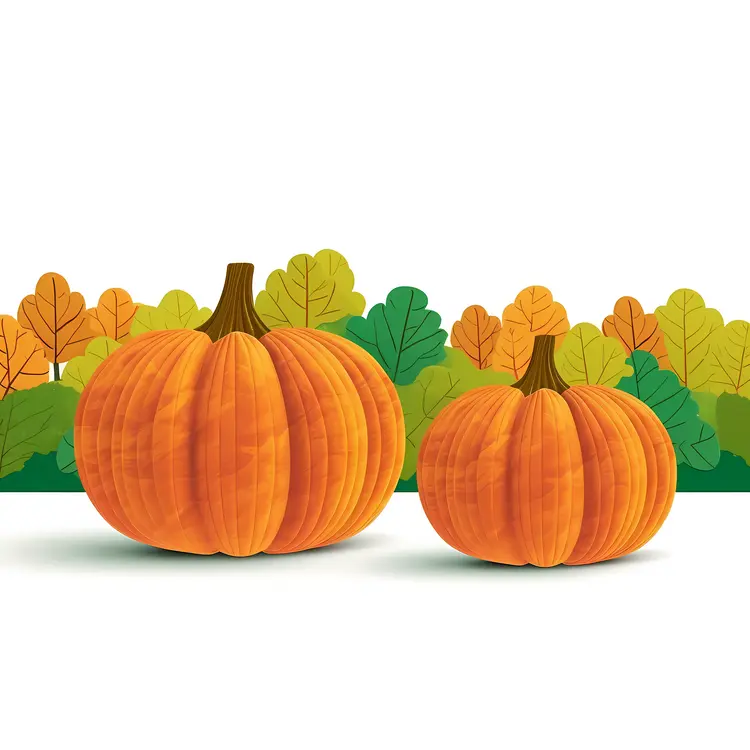 Two Pumpkins with Autumn Leaves