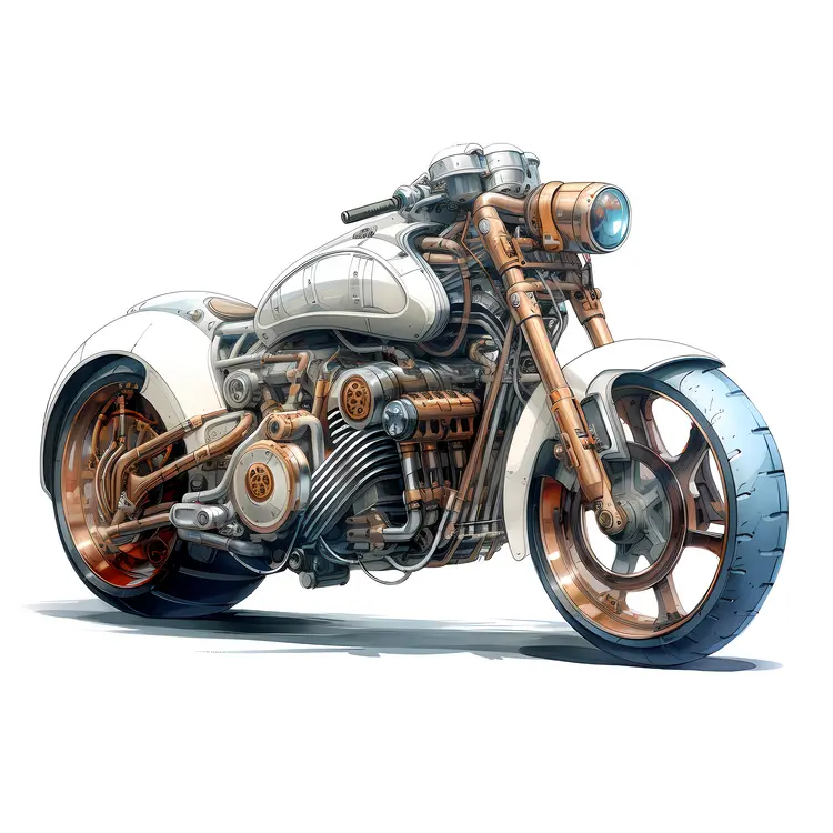 Steampunk Motorcycle with Vintage Design
