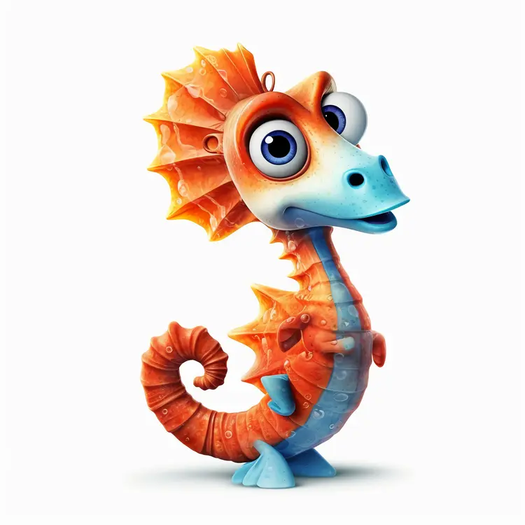 Cute Cartoon Seahorse Illustration