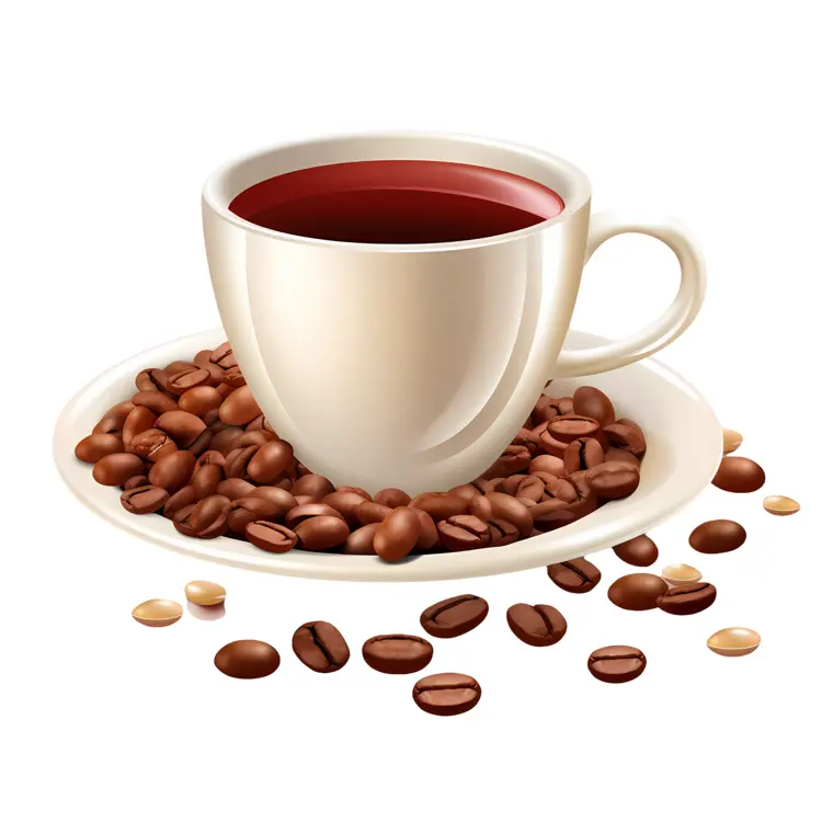 White Coffee Cup with Coffee Beans on Saucer