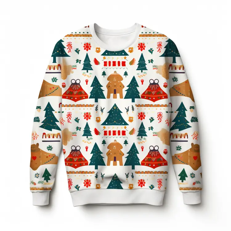 Festive Christmas Sweater with Holiday Patterns