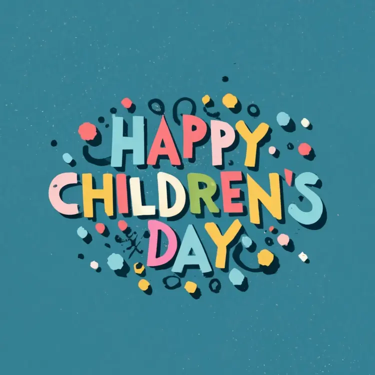 Colorful Happy Children's Day Text