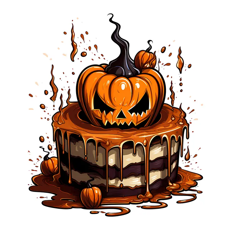 Halloween Pumpkin Cake with Dripping Icing