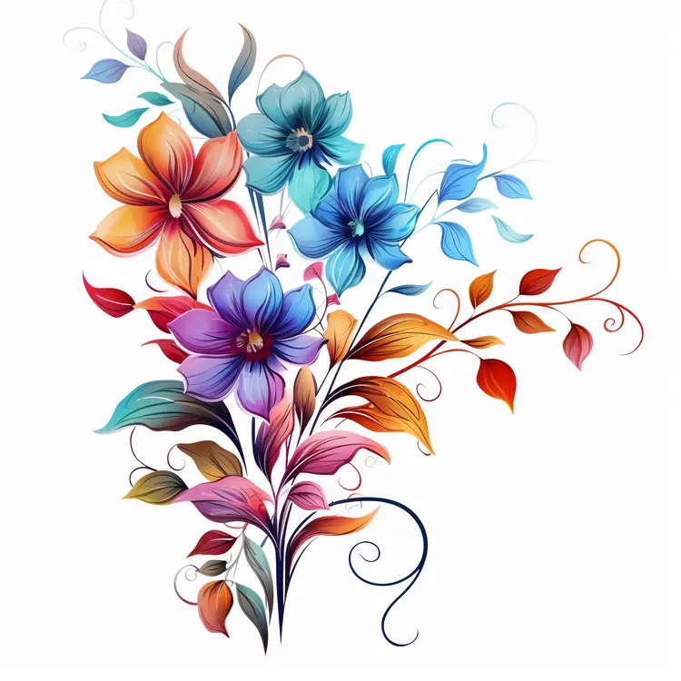 Beautiful Colorful Flowers Illustration