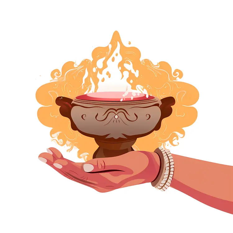 Hand Holding a Ritual Bowl with Fire