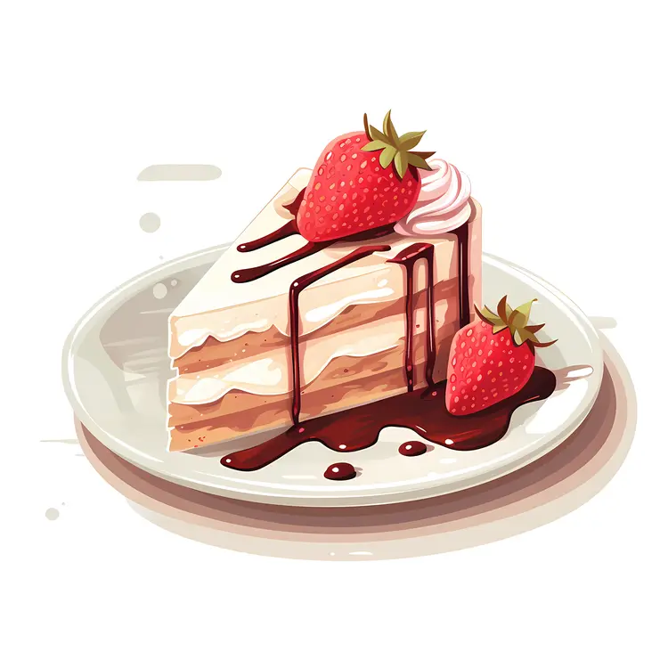 Delicious Strawberry Cake with Chocolate Drizzle