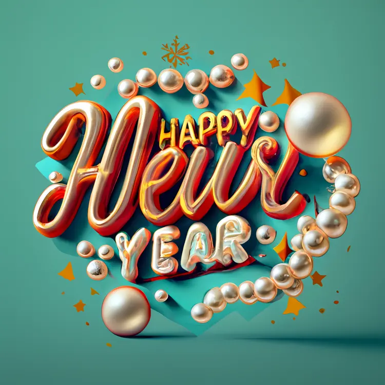 Festive Happy New Year Greeting with Ornaments