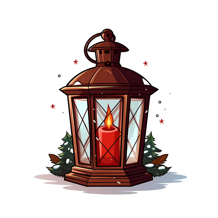 Bronze Lantern with Christmas Decorations