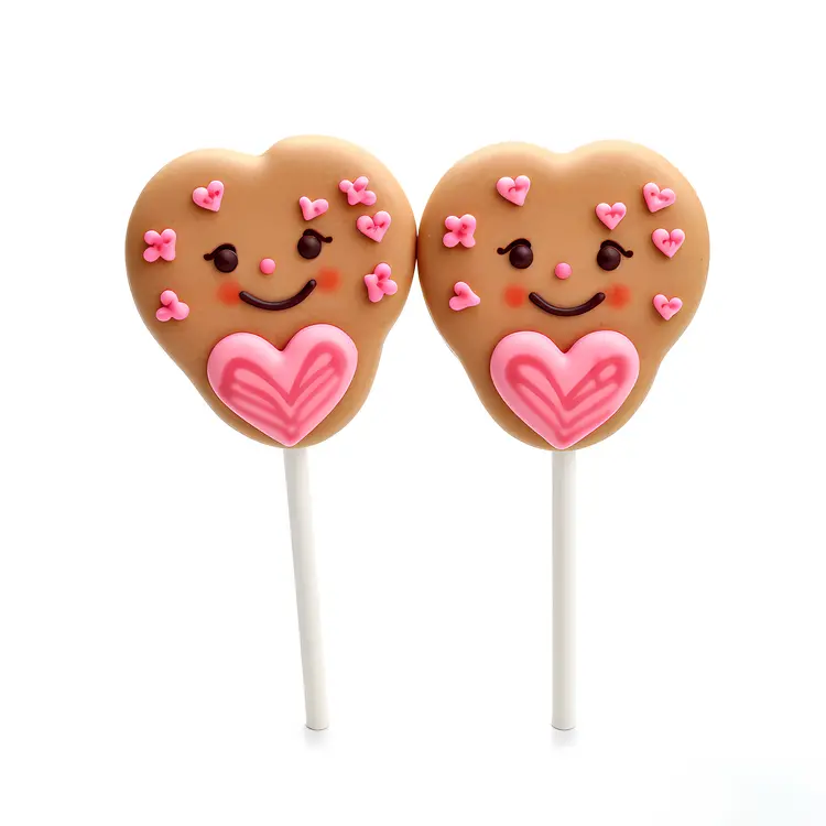 Smiling Heart-Shaped Cookies on Sticks
