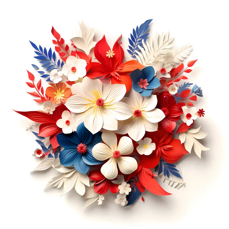 Beautiful Red, White, and Blue Flower Arrangement