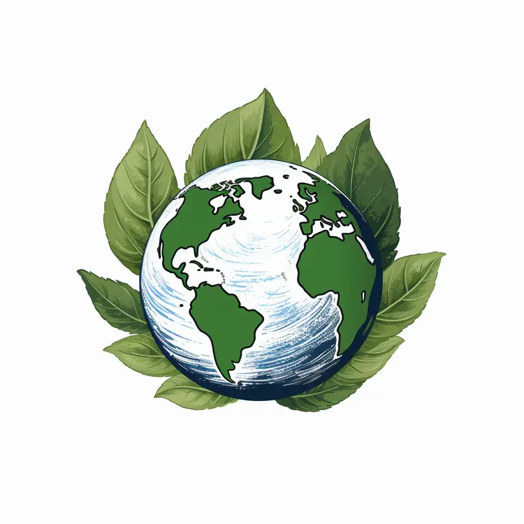 Earth Surrounded by Green Leaves for Earth Day Concept