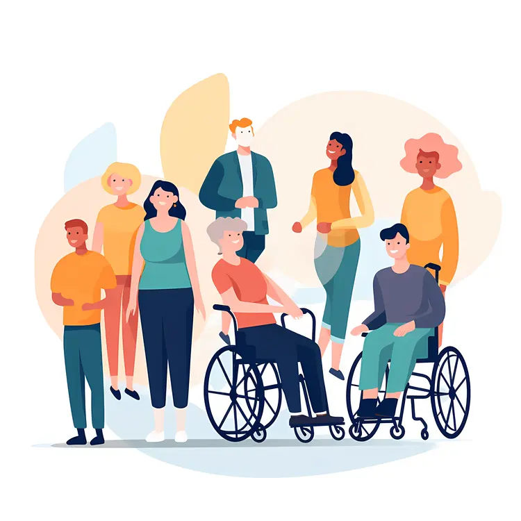 Group of People with Wheelchair Users