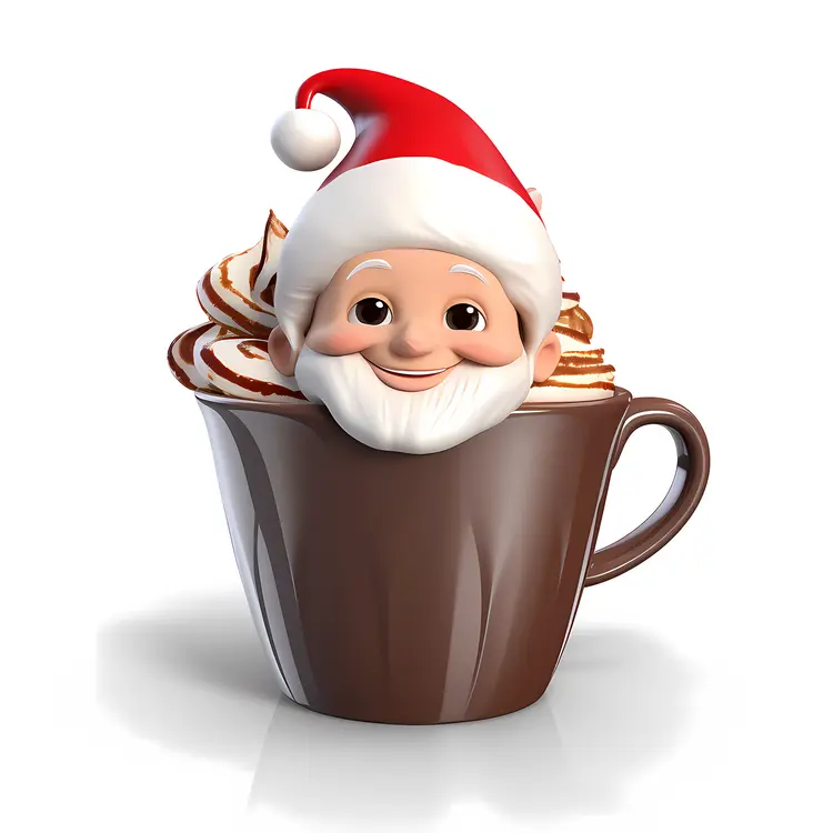 Santa Claus in a Cup of Hot Chocolate