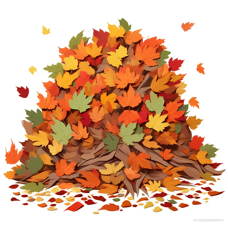 Colorful Pile of Autumn Leaves