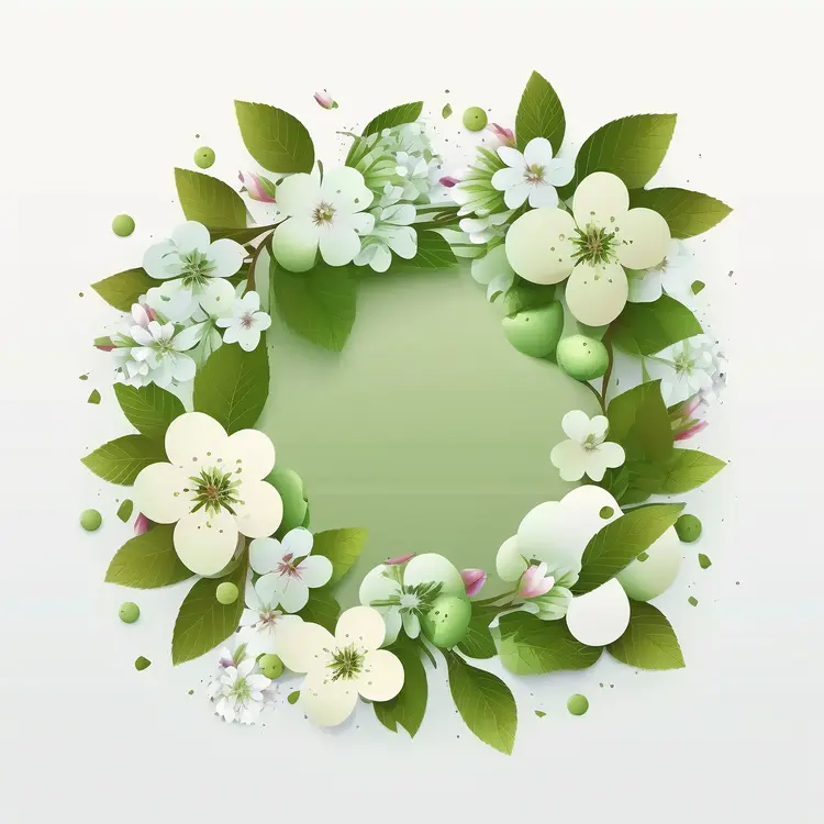 Beautiful Flower Wreath with Green Leaves for Spring Decor