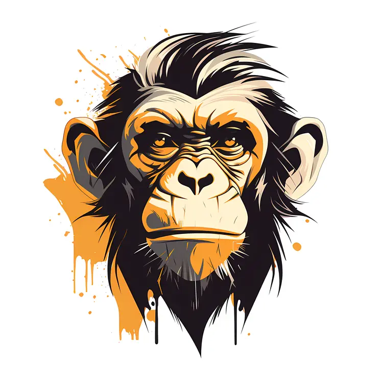 Serious Monkey with Black and Orange Colors
