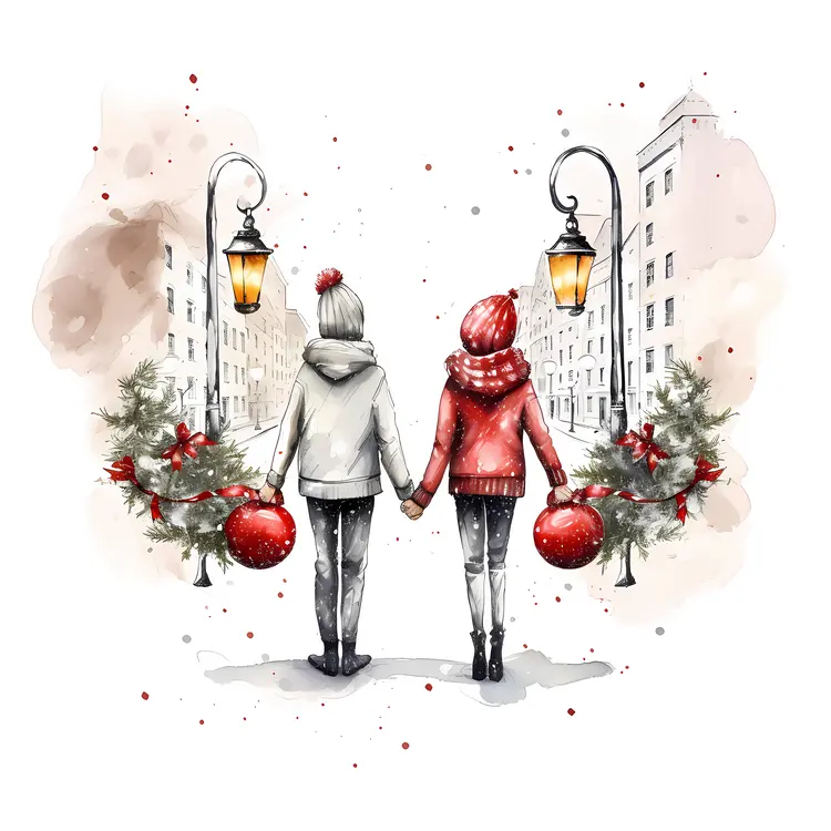 Couple Holding Hands in Winter
