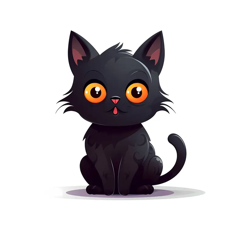 Cute Black Cat Cartoon Illustration