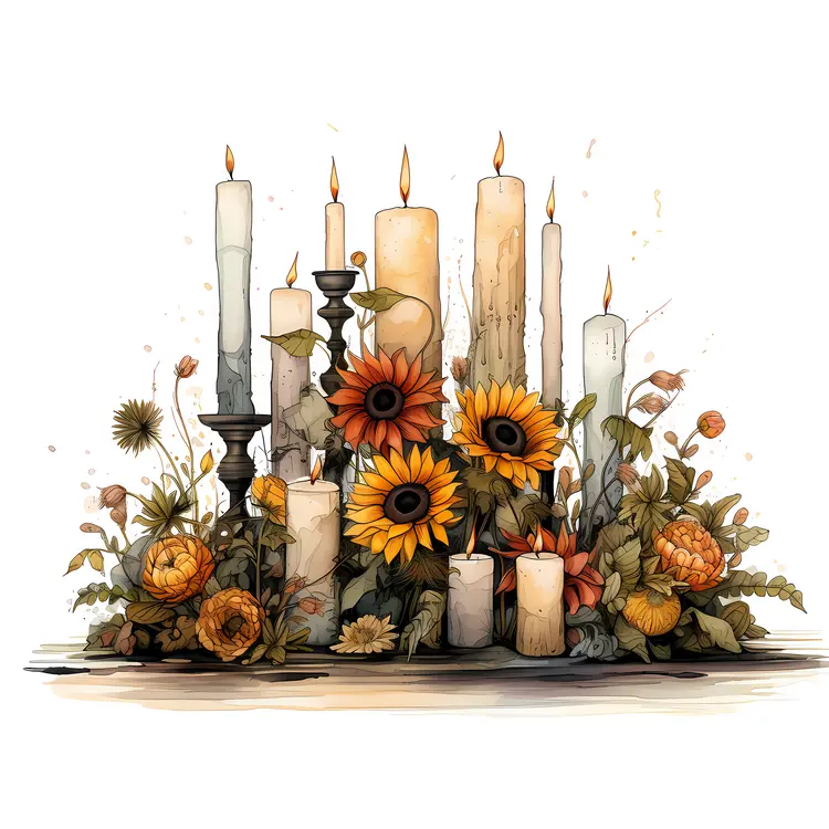 Candles and Sunflowers Arrangement