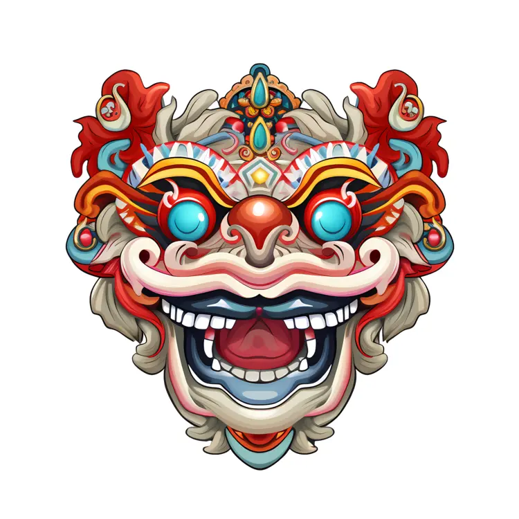 Colorful Lion Dance Mask for Chinese New Year Celebration