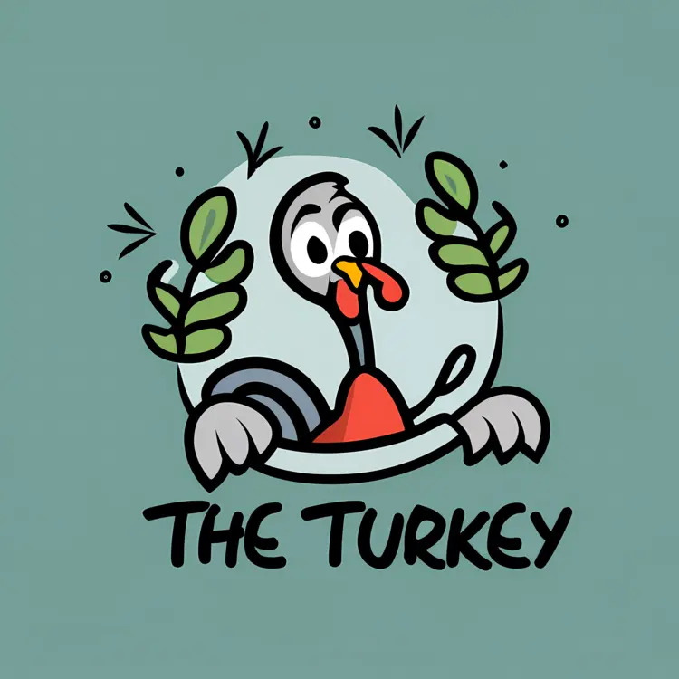 Cartoon Turkey with Leaves