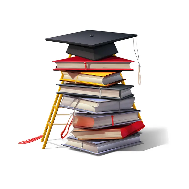 Graduation Cap on Stack of Books