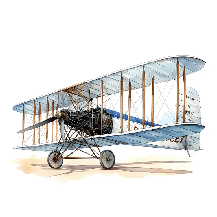 Vintage Biplane with Wooden Frame and Propeller