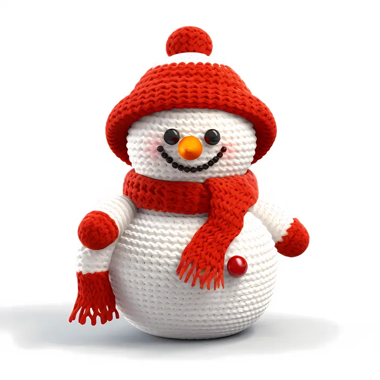 Crochet Snowman in Red Hat and Scarf