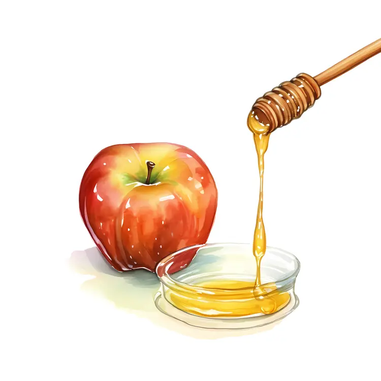 Red Apple and Honey for Rosh Hashanah