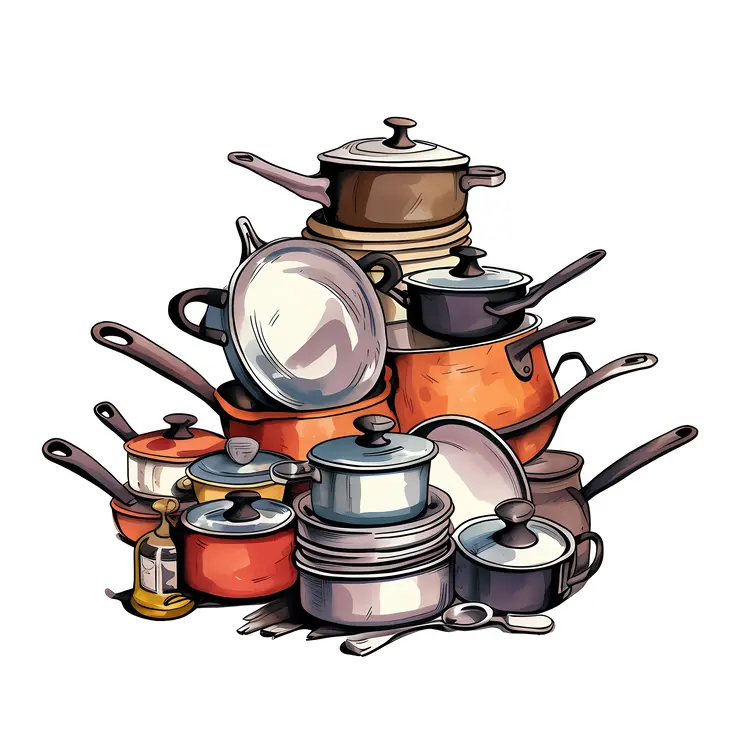 Stack of Various Cookware