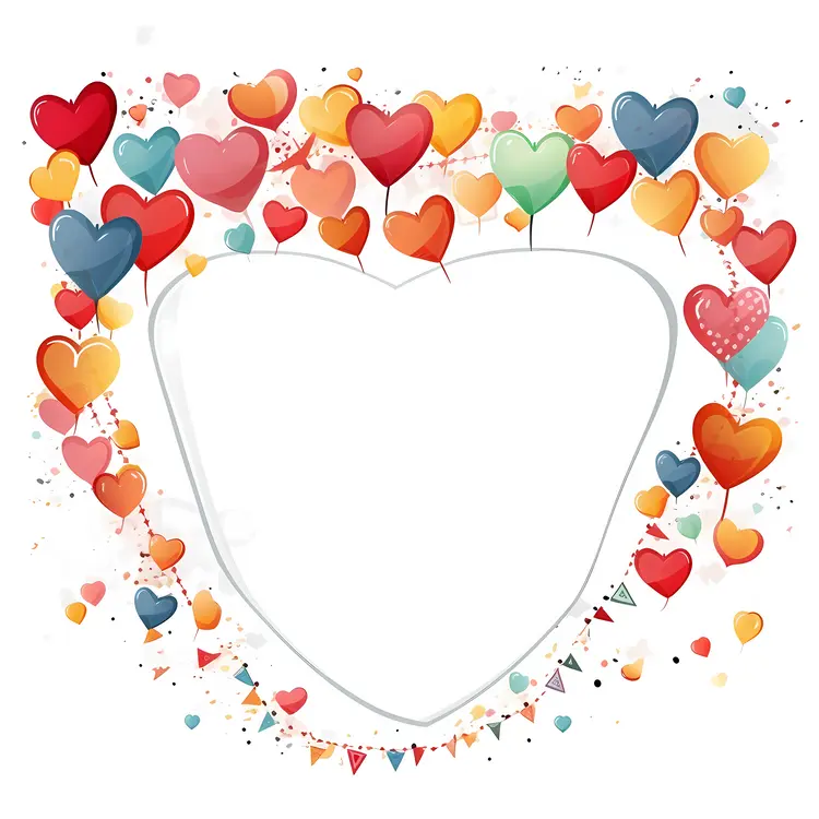 Colorful Heart Balloons Frame for Valentine's Day