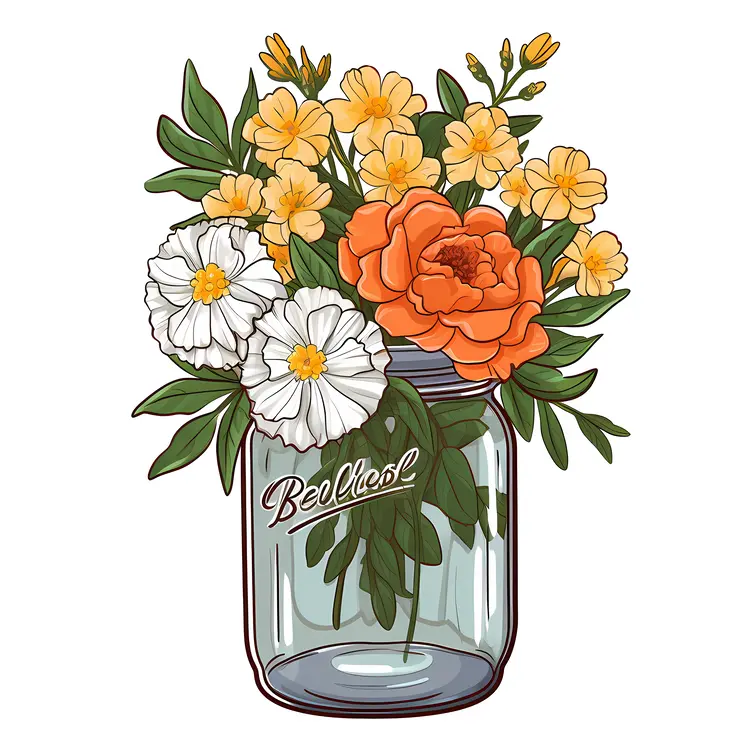 Jar with Colorful Flowers