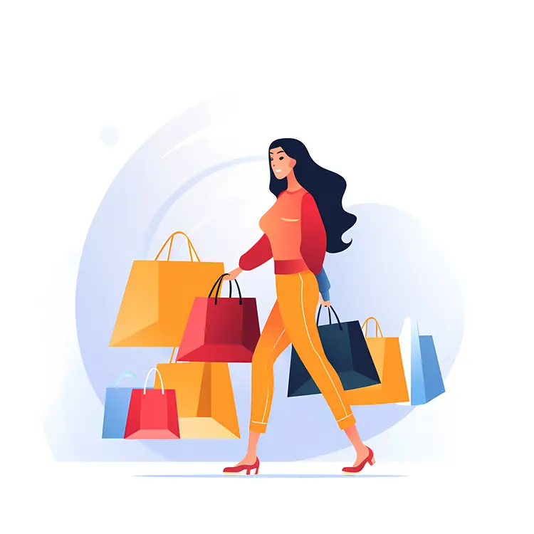 Woman Walking with Shopping Bags