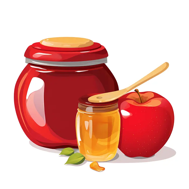 Honey Jar and Apple for Rosh Hashanah Celebration
