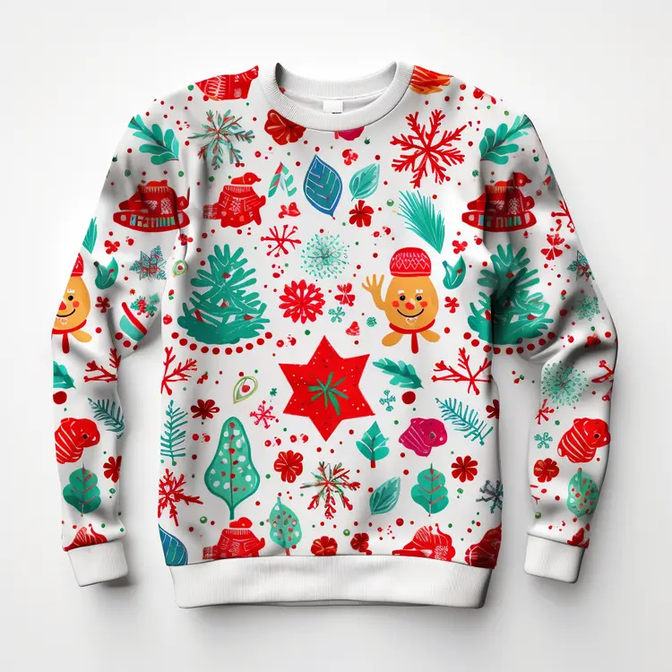 Festive Christmas Sweater with Colorful Decorations