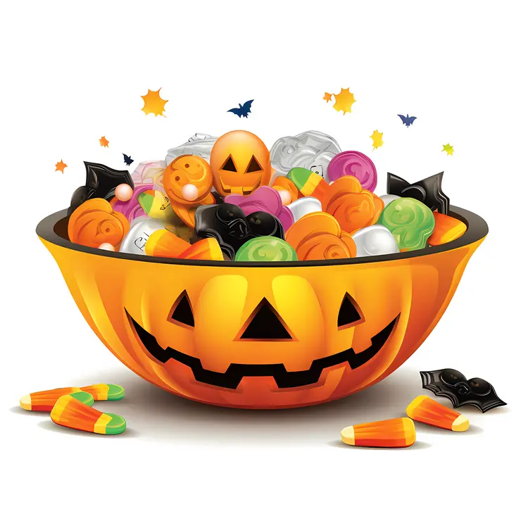 Festive Halloween Candy Bowl with Treats