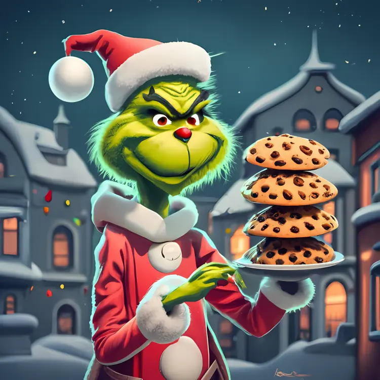 Grinch with Christmas Cookies